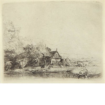 Lot 458 - Rembrandt van Rijn LANDSCAPE WITH COW DRINKING...