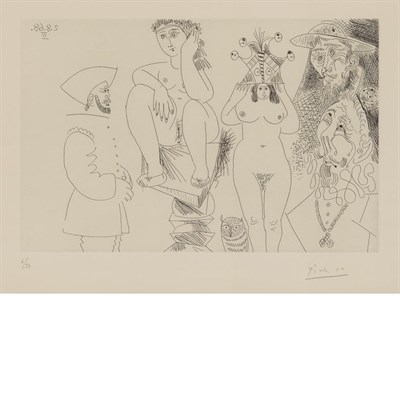 Lot 413 - Pablo Picasso DEUX FEMMES, DONT UNE SUR UNE...