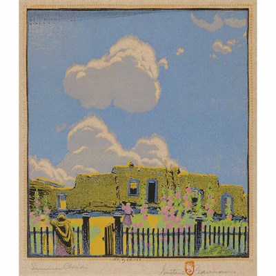Lot 299 - Gustave Baumann SUMMER CLOUDS Color woodcut,...