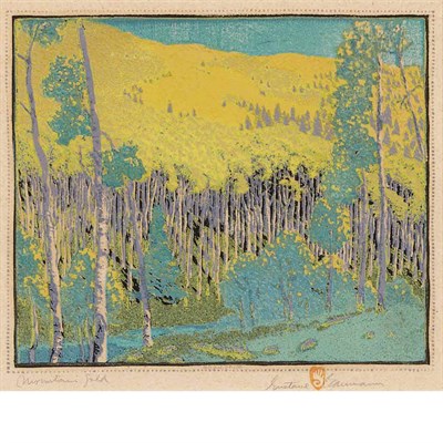 Lot 298 - Gustave Baumann MOUNTAIN GOLD Color woodcut,...