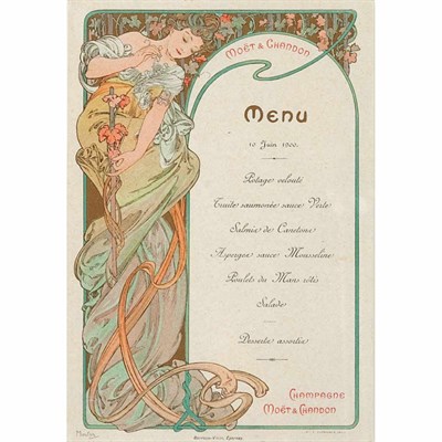 Lot 1045 - Alphonse Mucha MOET & CHAUDON MENU Color...