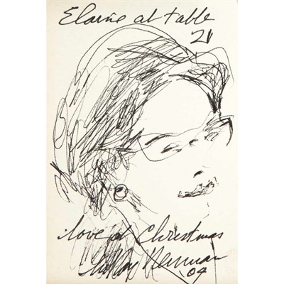 Lot 1007 - Leroy Neiman American, b. 1921 Elaine at Table...