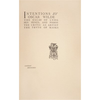 Lot 250 - WILDE, OSCAR Intentions. London: James R....