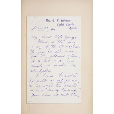 Lot 209 - DODGSON, CHARLES LUTWIDGE [=LEWIS CARROLL]...