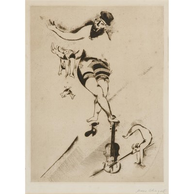 Lot 309 - Marc Chagall (1887-1985) L'ACROBATE AU VIOLIN...