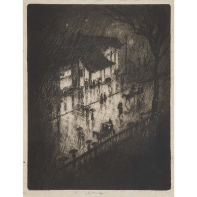 Lot 466 - Joseph Pennell (1857-1926) RAINY NIGHT,...