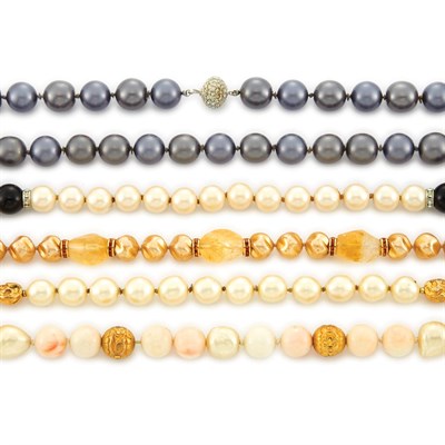 Lot 1186 - Group of Assorted Imitation Pearl, Plastic, Glass and Bead Necklaces