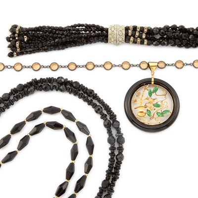 Lot 1165 - Group of Assorted Black Bead and Glass Bead Necklaces