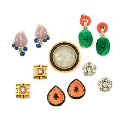 Lot 1177 - Group of Assorted Rhinestone and Costume Jewelry Earrings