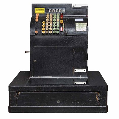 Lot 1197 - Vintage Black Painted Metal Cash Register...