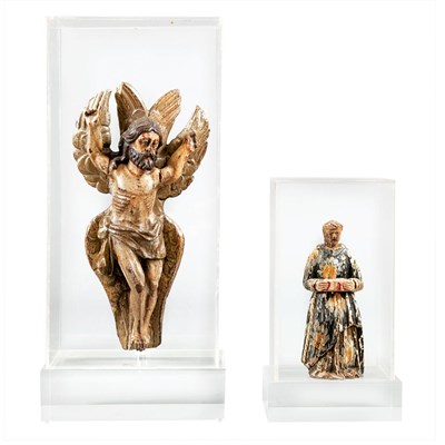 Lot 1141 - Group of Three Polychrome Painted Carved Wood...