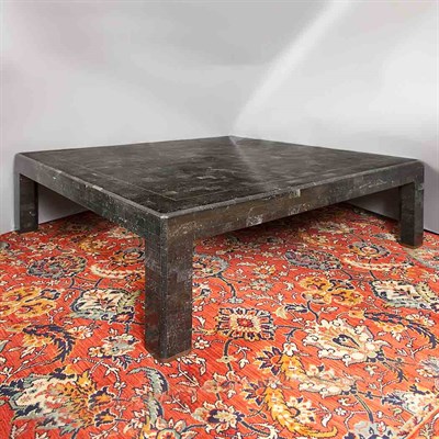 Lot 1081 - Brass Inlaid Faux Stone Low Table Height 15...