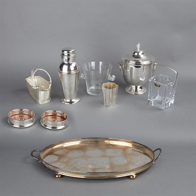 Lot 1122 - Group of Silver Plate and Glass Bar...