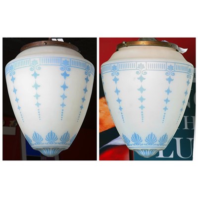Lot 1228 - Pair of Transfer Printed Frosted Glass...