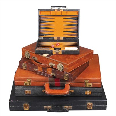 Lot 1207 - Group of Six Backgammon Sets Each in a...