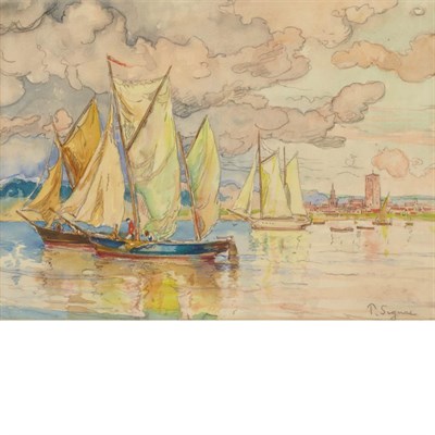 Lot 36 - Paul Signac French, 1863-1935 Sailboats in a...