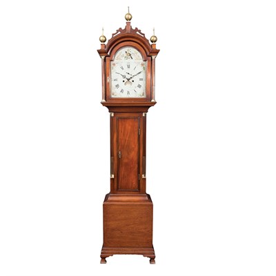 Lot 239 - Federal Inlaid Mahogany Tall Case Clock Aaron...