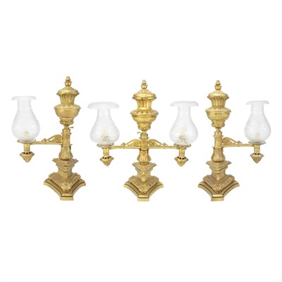 Lot 196 - Group of Three Gilt-Bronze Argand Lamps...