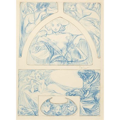 Lot 47 - Alphonse Mucha Czech, 1860-1939 Sketch for...