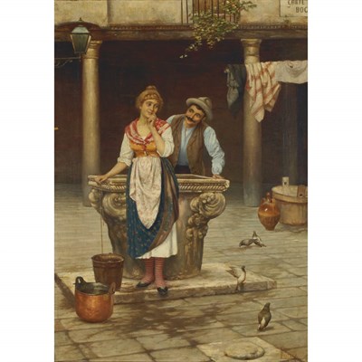 Lot 7 - Luigi Pastega Italian, 1858-1927 Flirtation by...