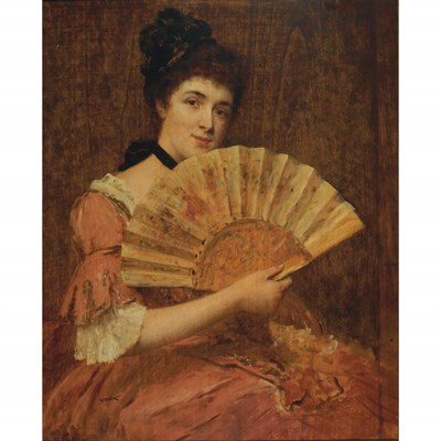 Lot 20 - Vaclav Brozik Czech, 1851-1901 Girl with a Fan...