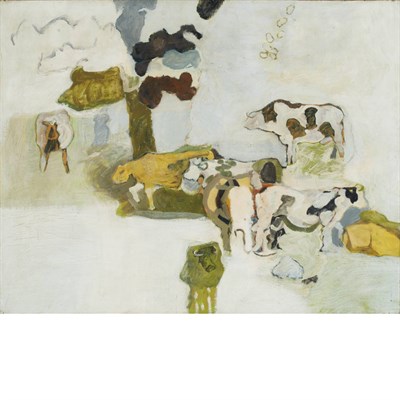 Lot 146 - Lois Dodd American, b. 1927 Untitled (Cows in...