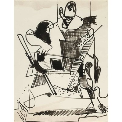 Lot 99 - Hans Hofmann American, 1880-1966 Cellist Ink...