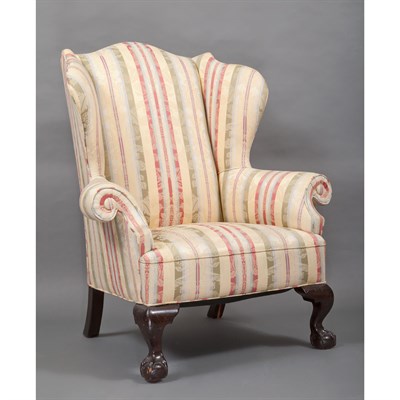 Lot 158 - Chippendale Walnut Wing Chair 19th Century