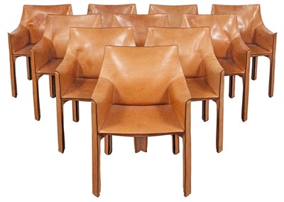 Lot 203 - Set of Ten Mario Bellini CAB Saddle Leather...