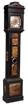 Lot 229 - English Black-Painted Longcase Clock Painted...