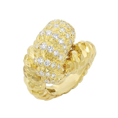 Lot 45 - Hammered Gold and Diamond Ring, Henry Dunay
