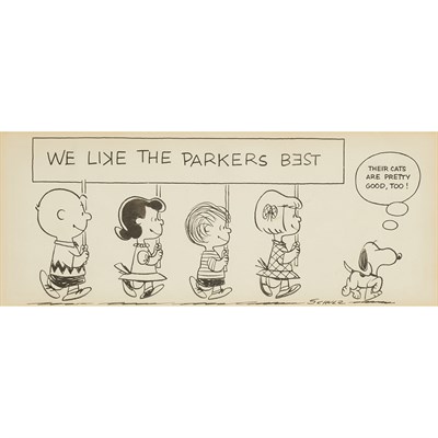 Lot 575 - SCHULZ, CHARLES Original drawing "We like the...