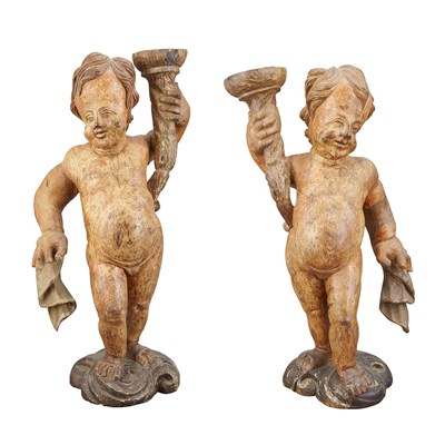Lot 95 - Pair of Continental Painted Figural...