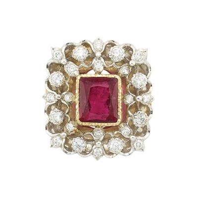 Lot 363 - White Gold, Rubellite and Diamond Ring, Mario Buccellati