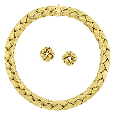 Lot 20 - Gold Necklace and Pair of Earclips, Tiffany & Co.