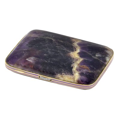 Lot 112 - Art Deco Gold, Platinum, Amethyst, Enamel and Diamond Case, Janesich